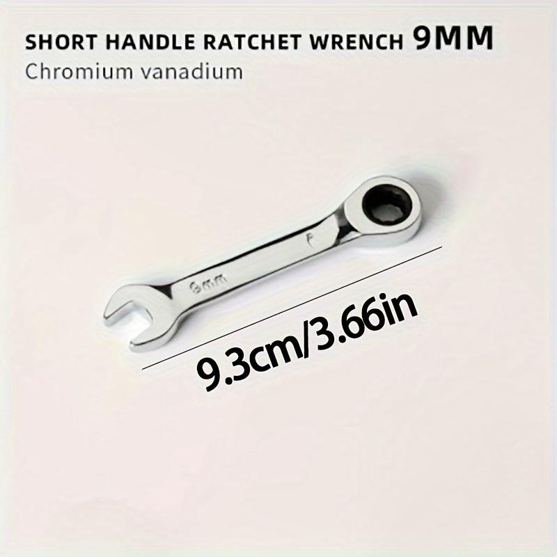 [Reversible Wrench] 6mm-19mm Reversible Combination Wrench | Short Handle Single Wrench, 72 Tooth Ratchet Socket Wrench Nut Maintenance Tool