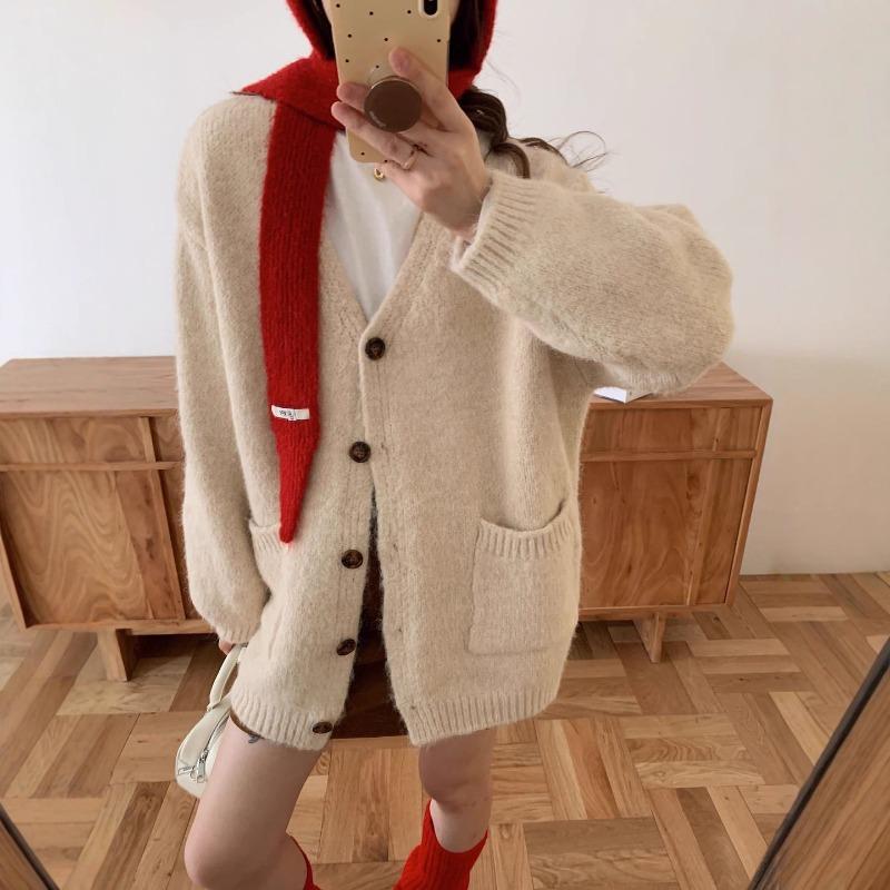 New Loose Lazy Style Large Size Casual Knitted Cardigan Versatile Basic Knitted Top Jacket Women