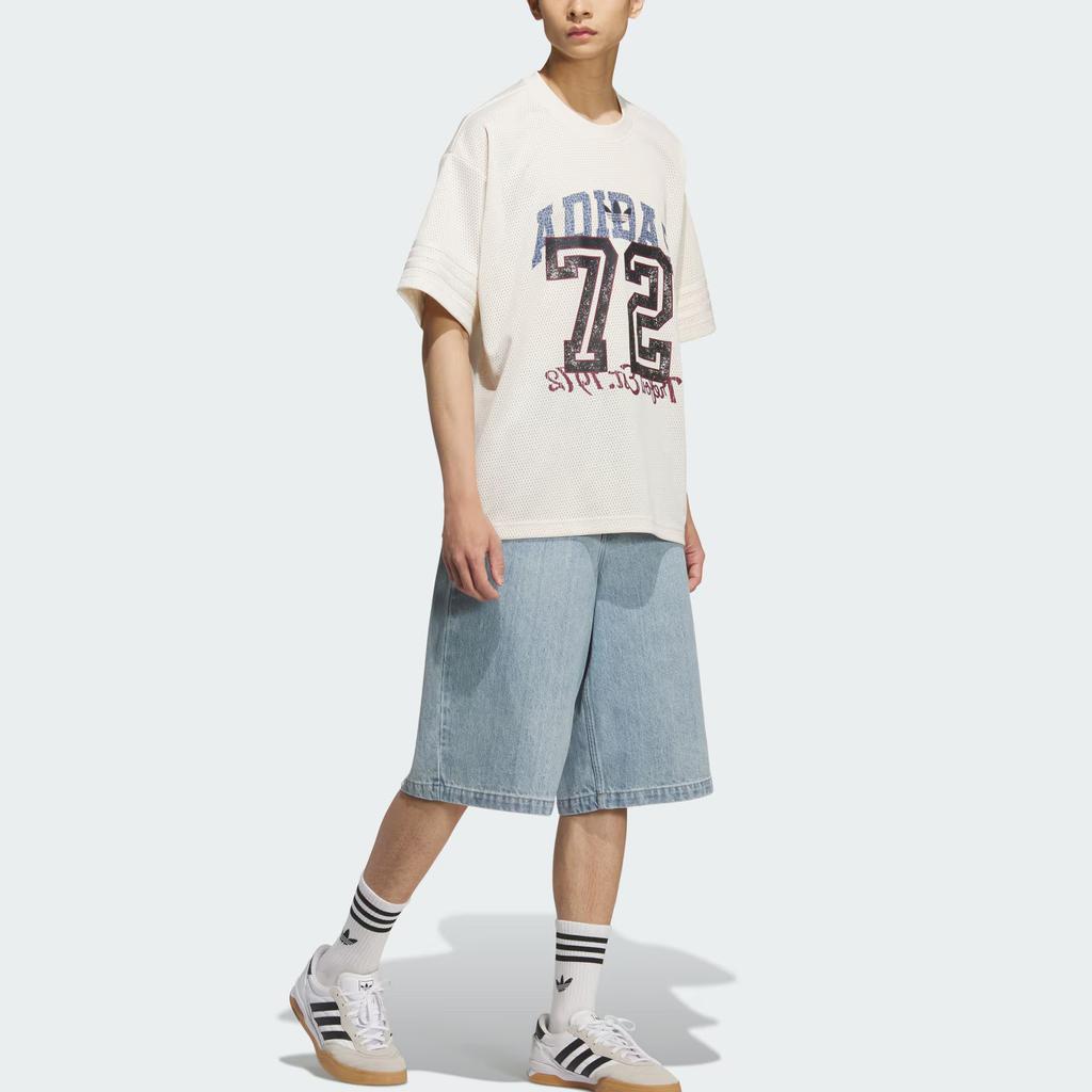 adidas Originals Retro Top Ss25 Serie Basket Mesh Logo Lettera Maglietta Manica Corta Larga Top Unisex KF0721