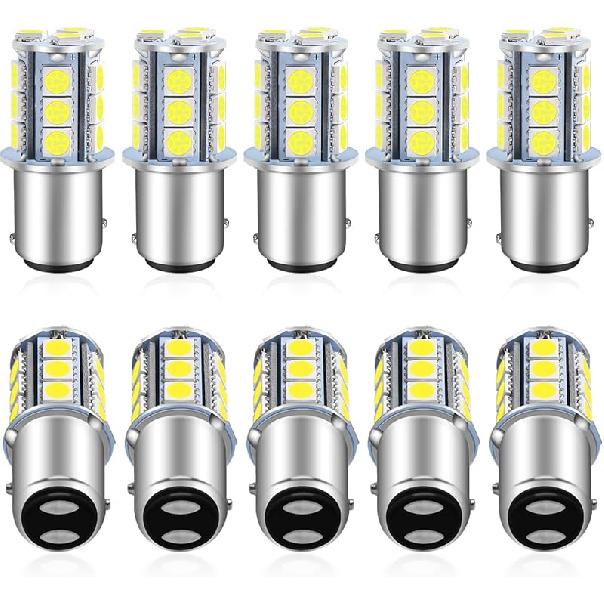 Qoope 1157 LED Bulb White 2357 2057 BAY15D 7528 LED Bulbs Replacement For Brake Tail Backup Reverse Lights, Turn Signal Bulb, RV Camper Trailer 5Th