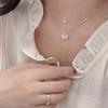 925 Sterling Silver Flash Diamond Butterfly Double Necklace for Women Simple Design Crystal Elegant Wedding Jewelry Gifts