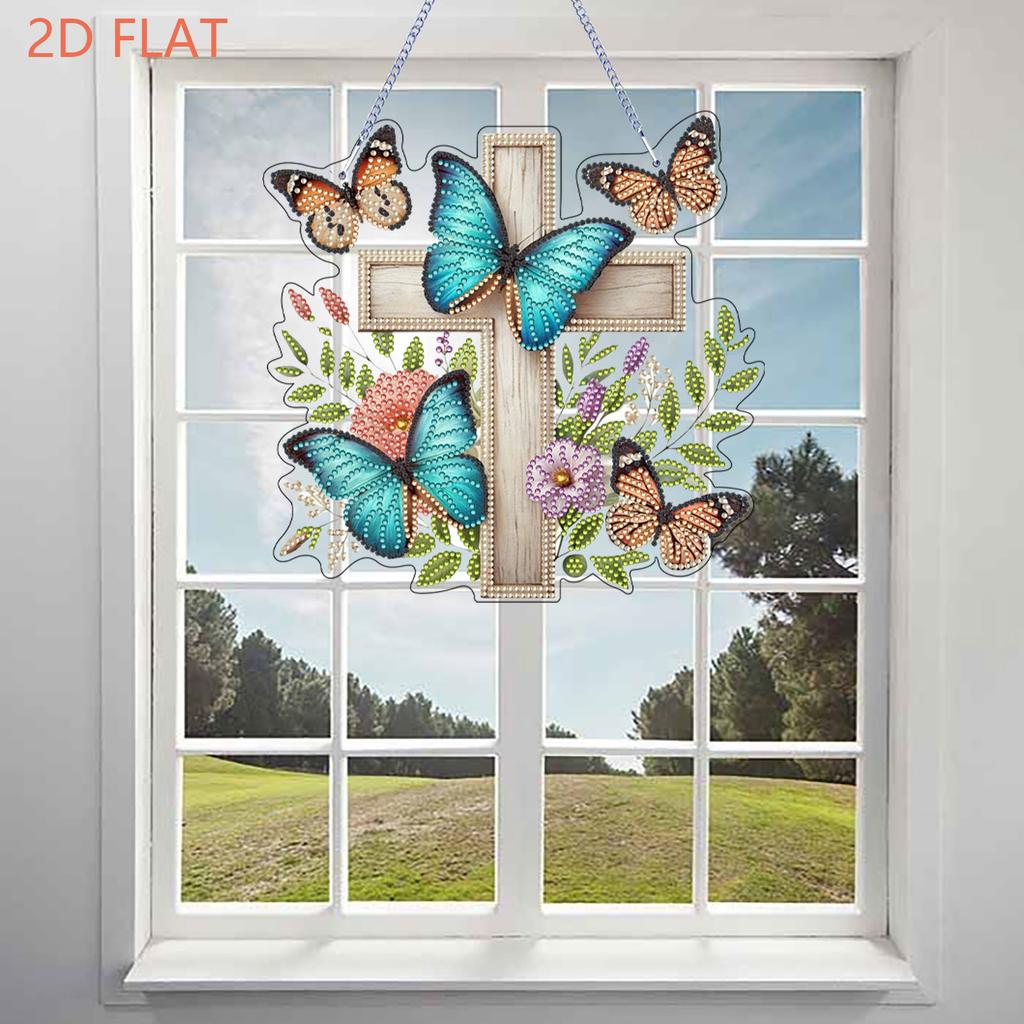 Easter 2D Flat DIY Rhinestone Diamond Art Window Pendants Special Shape Crystal Painting Ornament DIY Home Decor Hanging Charm