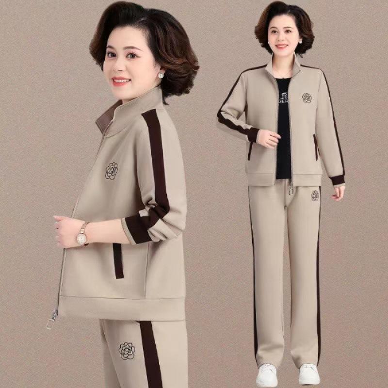 Damski dres sportowy na wiosnę i jesień, Modna bluza odmładzająca, Stylowa kurtka, Casualowy zestaw dwuczęściowy