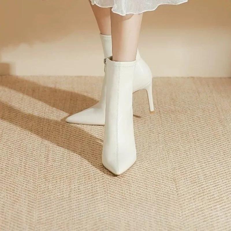 Mode Sexy Spitzschuhe High Heels Stiefeletten Damenschuhe Designer 2025 Trend Neue Mode Chelsea Boots Winter Kleid Party Pumps Mujer