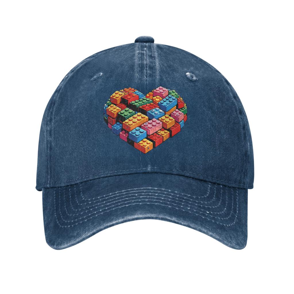Valentines Day Heart Building Blocks Bricks Casual Baseball Cap For Men Women Summer Tennis Skate Trucker Hat Baseball Caps