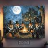 2D Halloween Themed Backdrop, Pumpkin Head Gentlemen Haunted Mansion Party Decor