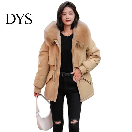 Drawstring Waist Coat Women Padded Jacket Thickened Plush Lined with Winter Stylish Outerwear Warm Puffer Faux Fur Hood for Work Streetwear