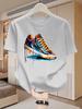 Summer Unisexs Cotton Casual Personalized Trendy Sneakers Graffiti Printed Round Neck Unisexs And Unisexs Short Sleeve Tshirt