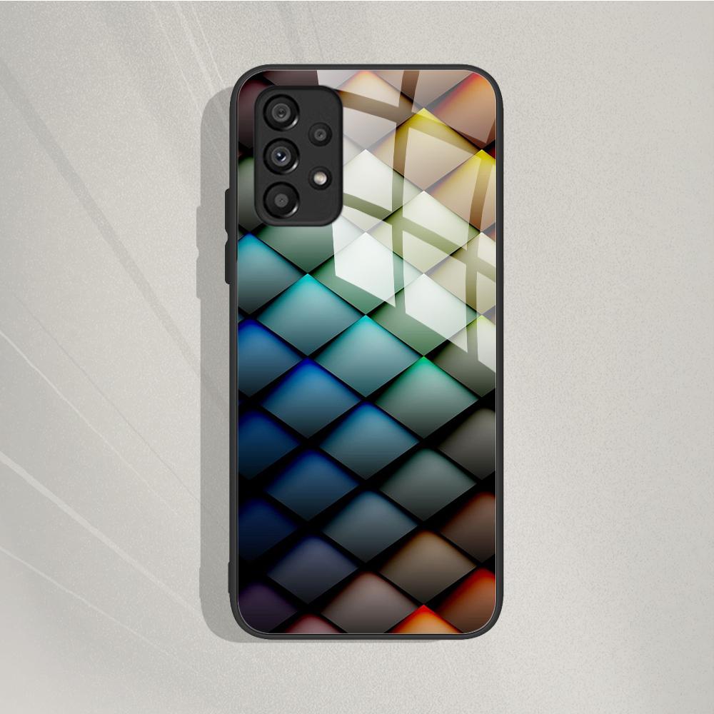 Case For Samsung Galaxy A72 Painted Tempered Glass Phone Cover For Samsung A72 A 72 5G A726B A725F Cases Silicone Bumper Coque