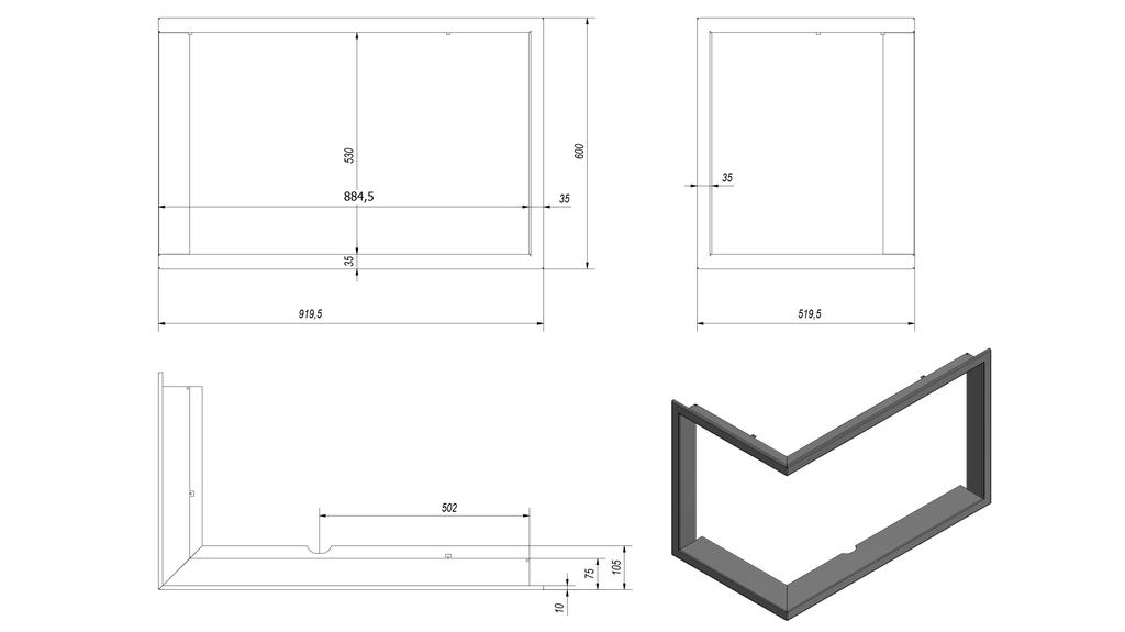 Frame for VNL/810/410 Fireplace Stove Frame Width 35 Mm