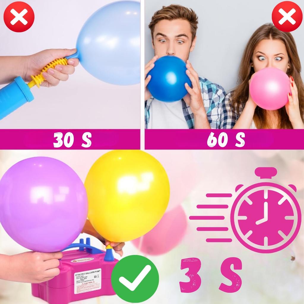 Silná pumpa na nafukování a vyfukování balónků, elektrická, 2 trysky, rychlá