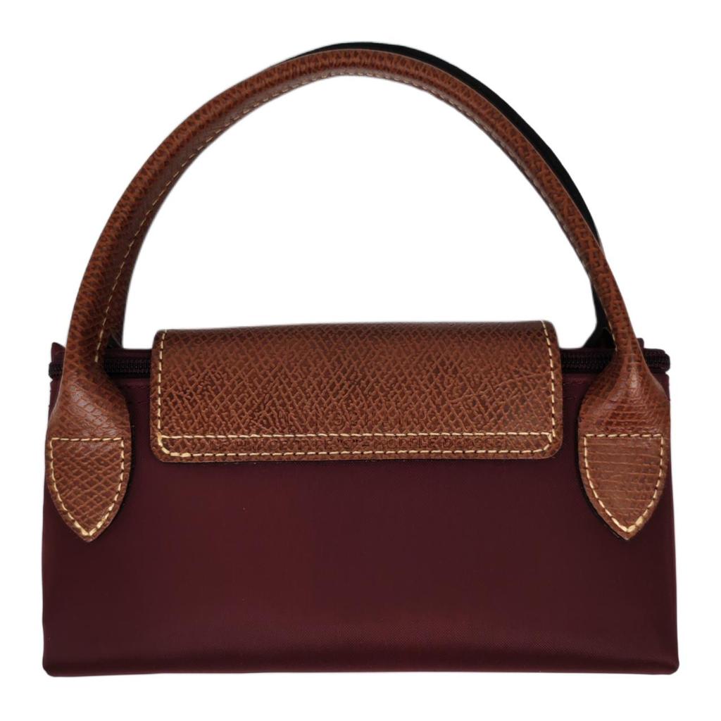 Longchamp Le Pliage Original Series Embossed Logo Nylon Canvas And Leather Dumpling Tote Bag Small Women Tote Bags Brown 1621089P87
