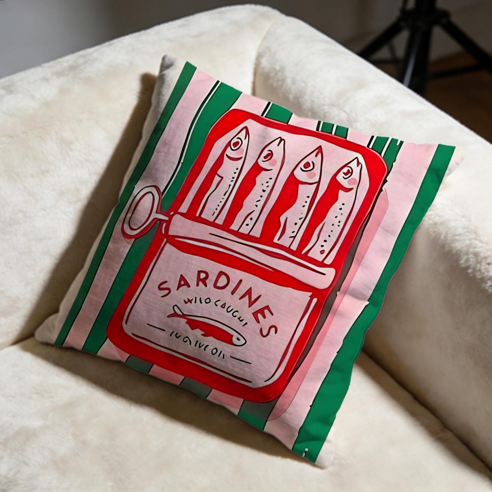 Sardine Can Cushion Cover Soft Decorative Pillow Case Suitable For Bedroom Sofa Car Travel Use