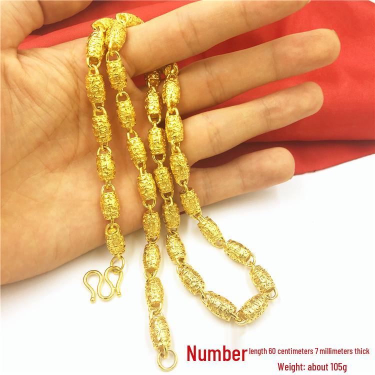 Men's Double Dragon Head Necklace: Non-fading Brass with Thick Gold Plating, Vietnamese Sand Gold Jewelry.