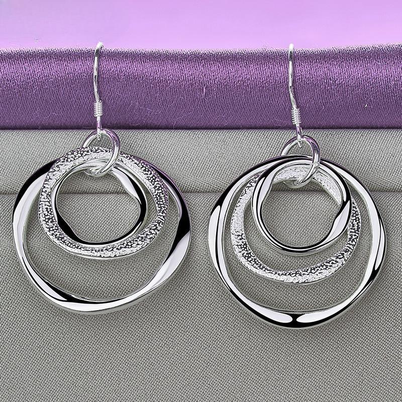 Silver-plated Copper Circle Pendant Earrings Fashion Jewelry