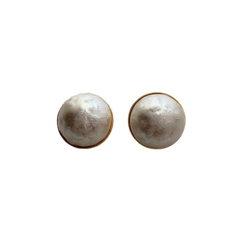 Korean semi-round cotton pearl stud earrings 1111 new retro premium large pearl earrings temperament earrings