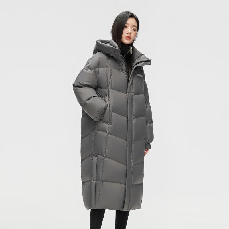 Xuezhongfei Women's Long Hooded Duck Down Jacket