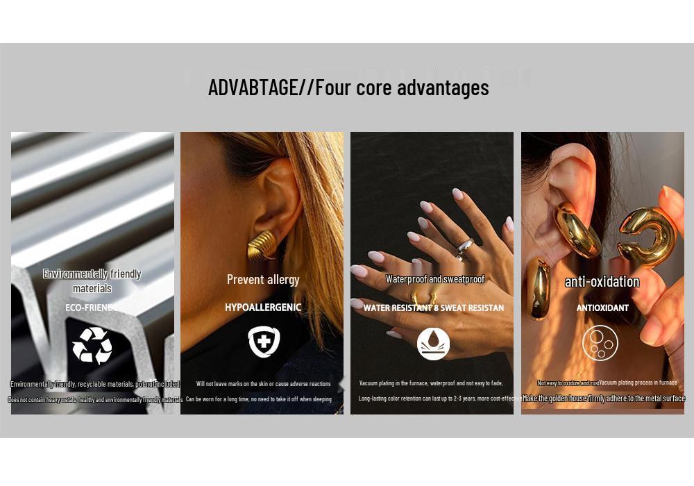 Exaggerated Titanium Steel Water Drop Earrings for Women - Fashionable and Versatile Hollow Stainless Steel Design.