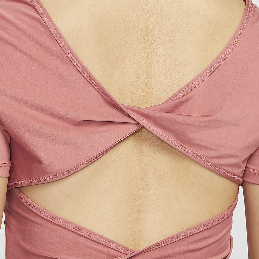 Nike One Classic Dri-FIT Short Sleeve T-Shirt Women Tops Rock-Pink Black FN2852-634