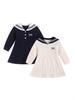 Baby Girl Cotton College Style Knit Bow Princess Dress for Autumn and Winter
