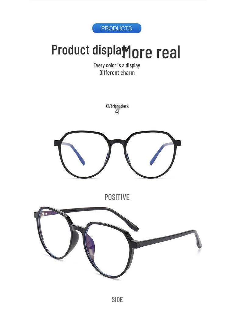Retro TR90 Transparent Eyeglasses Frame 3C103: Anti-Blue Light Plain Glasses for Men & Women with Pin Cap