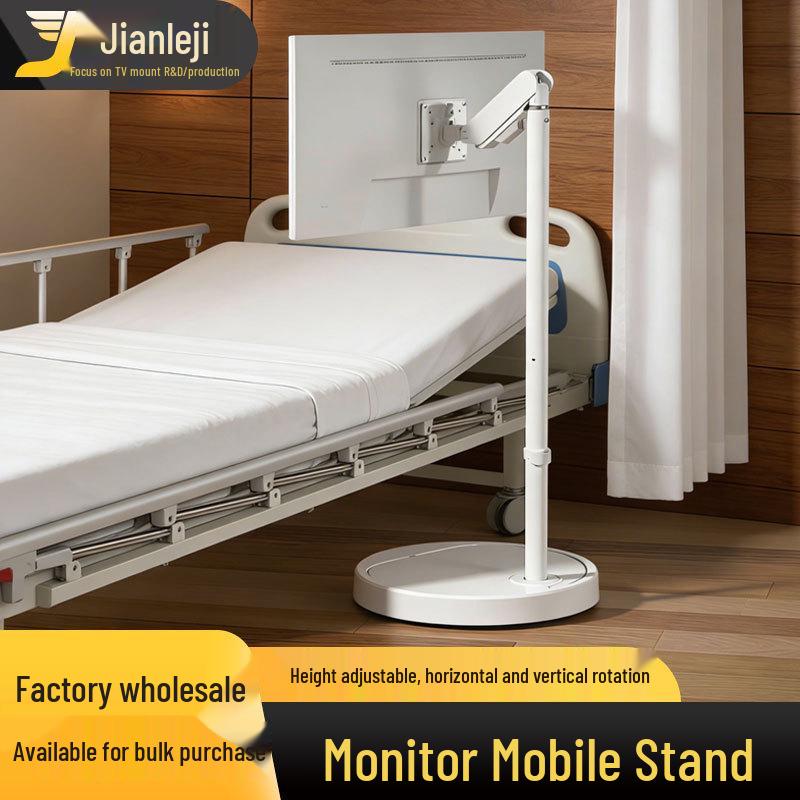 Floor-Standing Hospital Bed Tablet Stand with Swing Arm