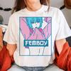 New Femboy Tees Shirt Women Funny Harajuku T-shirt Female Comic Designer Graphic Clothes Summer Clothing White Short Sleeve Tops