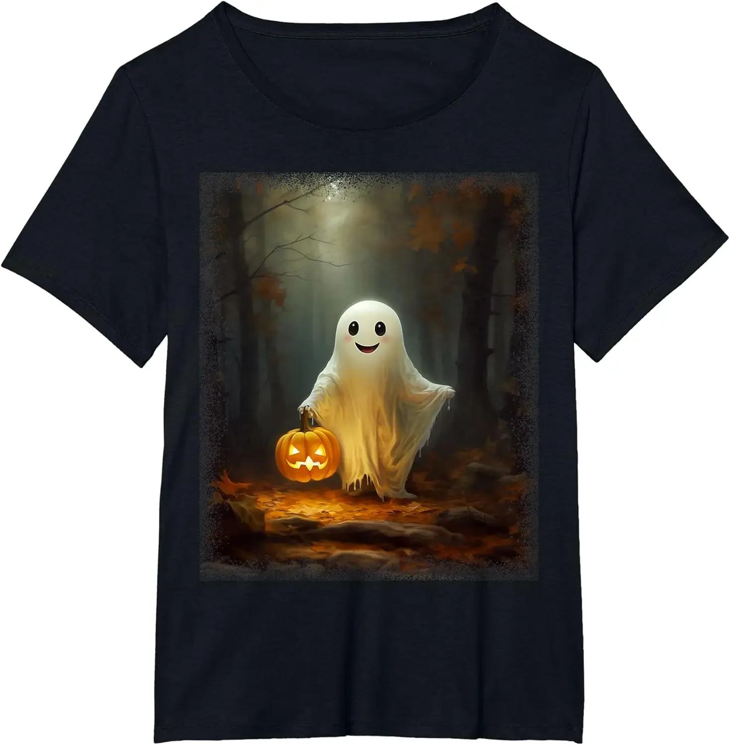 

Vintage Floral Ghost Cute Halloween Funny Graphic Sarcastic T-Shirt Funny Tops for Male Husband Dad Clothes Humor Tshirt S чорний