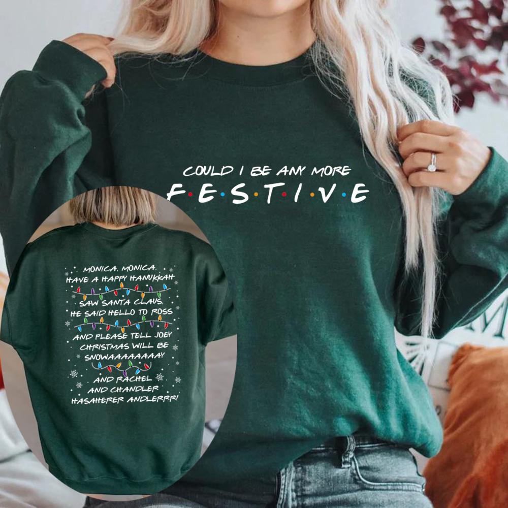 

Могу ли я быть более праздничной толстовка Моника Моника Праздничная толстовка с круглым вырезом Футболка с рождественской песней Фиби Рождественский подарок S темно-зеленого