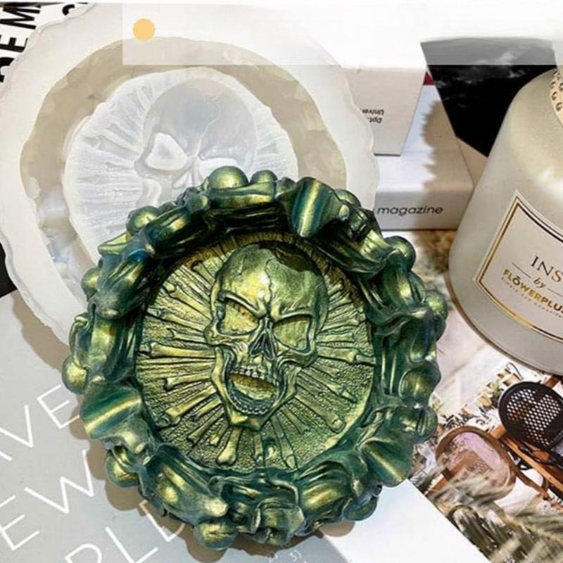 DIY Skull Ashtray Mold Handmade High Mirror Finish Silicone Resin Mold for Epoxy Crystal Crafting New Design