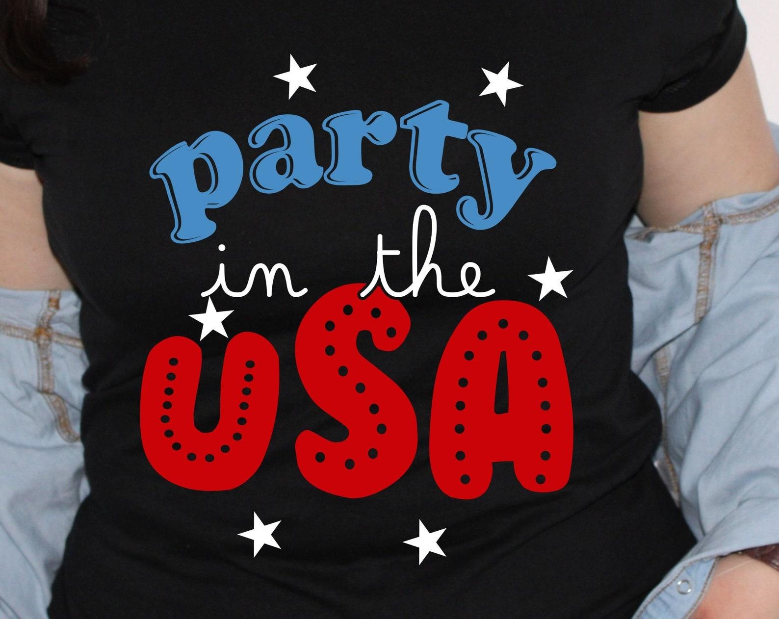 Party in the USA, patriotic tshirt, party shirt, Made in the USA tee, fun holiday tshirt L