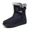 Women's 2025 Waterproof Rabbit Fur Snow Boots, European Size 45, with Widened Velcro Mid-Tube Design