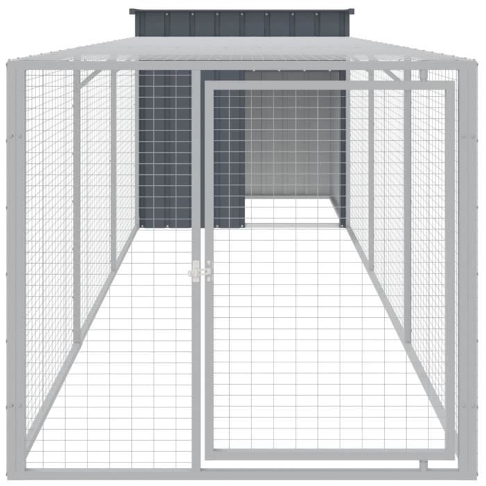 VidaXL Chicken Coop with Run Anthracite 110x405x110 Cm Galvanized Steel 3189089