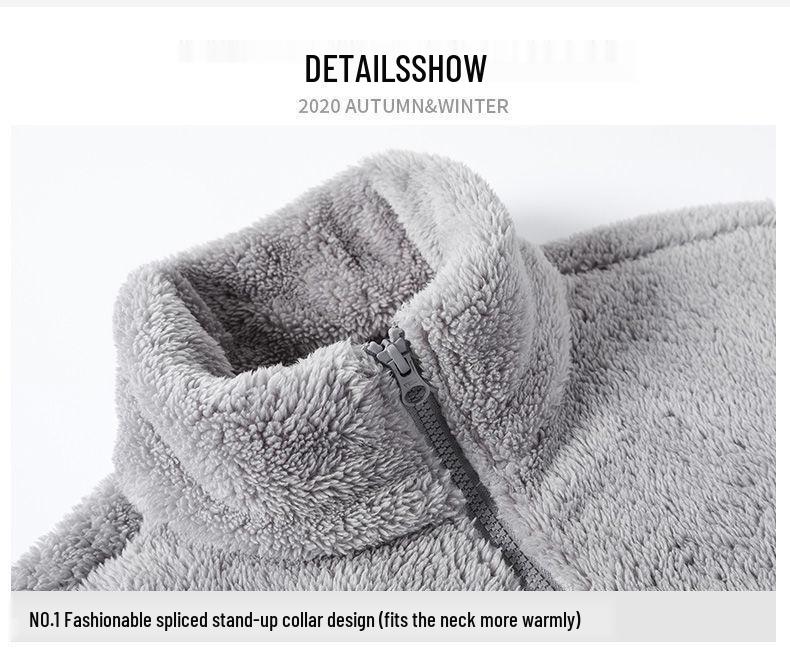 2026 Women's Casual Solid Coral Fleece Stand Collar Hoodie Jacket