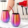 500ml Stainless Steel Single Layer Titanium Plating Wine Glasses Beer Milk Cup Drinking Mug Big Belly Water Cup Bar Supplies
