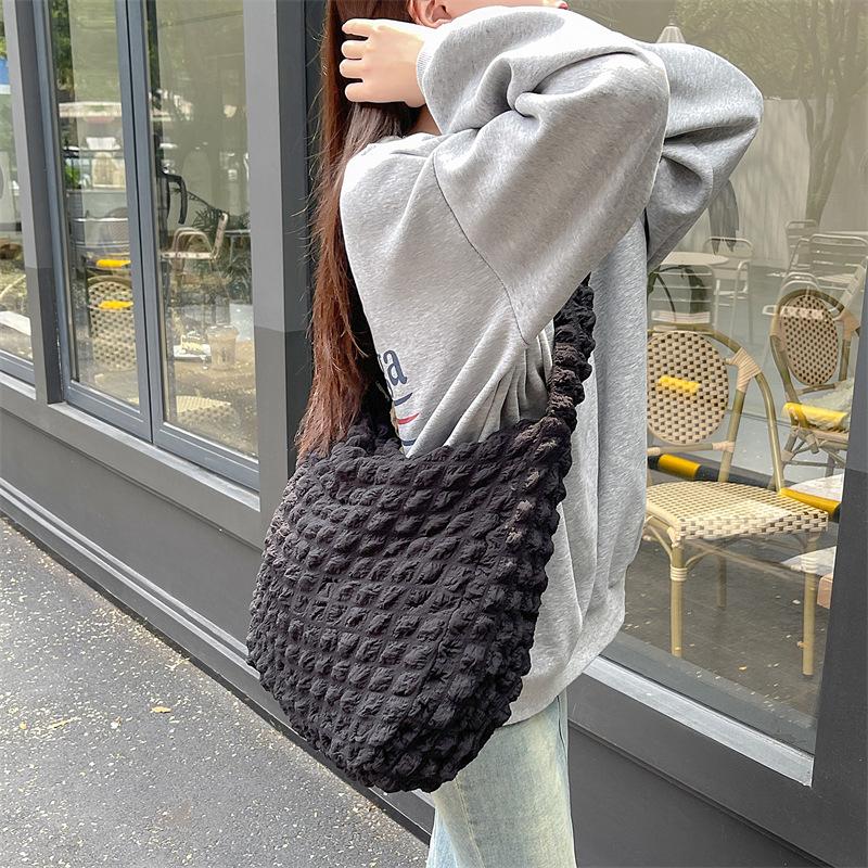 Bolsa Transversal e Tote Grande em Lona Estilo Japonês Nuvem Bolha para Estudantes