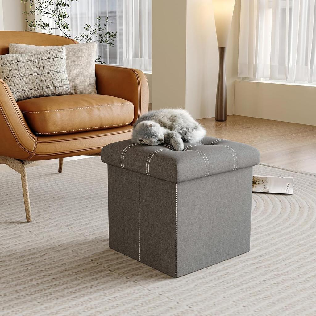 YOUDENOVA Folding Storage Storage Ottoman with Memory Foam Step Stool for Living or 160kg Weight Capacity Stool, Pad, Footrest, Room, Entryway,