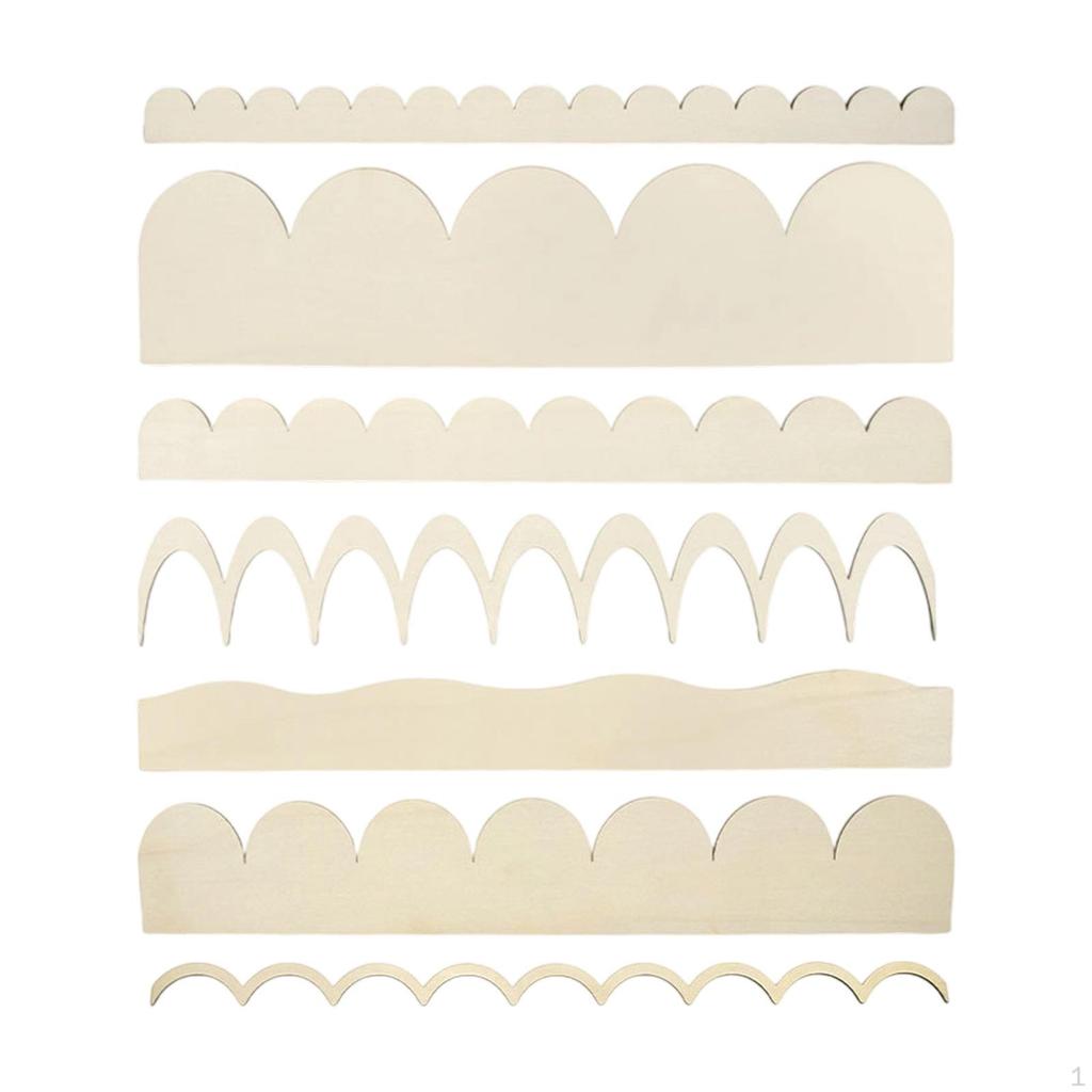 7Pcs Fan Shape Decorative Wood Trim,Wooden Moulding,DIY,Wave Molding Unfinished for Door