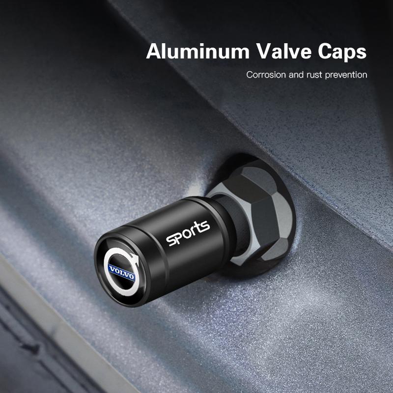 4Pcs 3D Aluminum Alloy Car Wheel Tire Air Valve Dust Caps For Volvo XC90 V90 V60 XC60 V40 S80 S60 S90 C40 XC40 V70 XC70 C30 C70