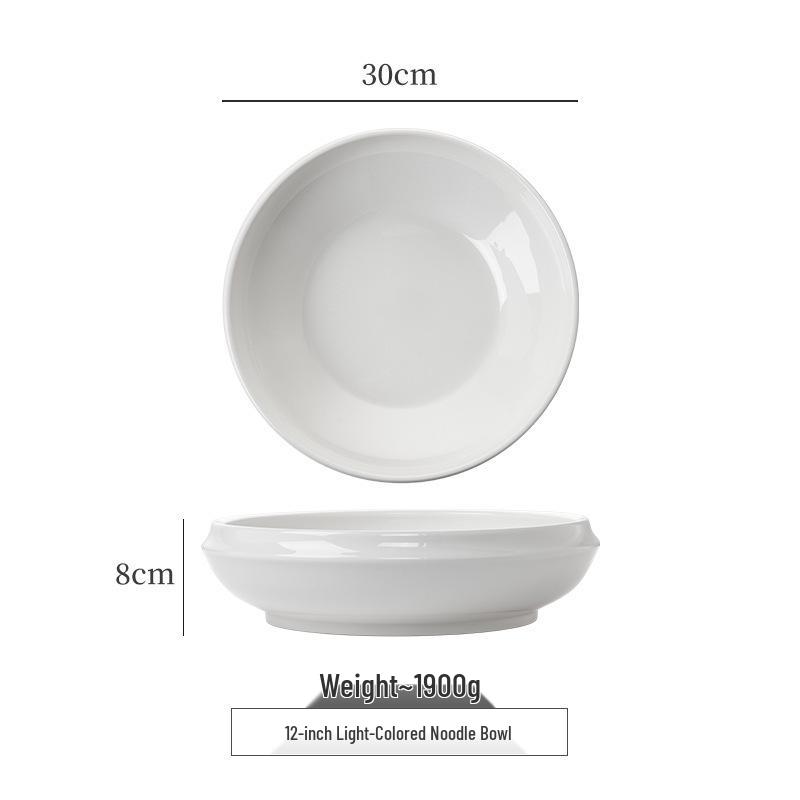 קערת עצם סין עמוקה לבנה אלגנטית: קערת מרק/אטריות/פירות ים למלון ומסעדה - עיצוב לא סדיר ויצירתי