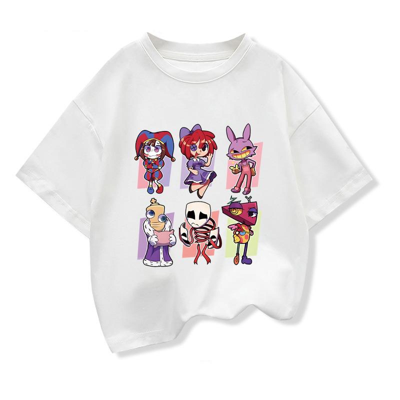 

Детская одежда Футболки Лето Удивительный Цифровой Цирк Графическая Модная Футболка с Коротким Рукавом Детские Свободные Футболки Топы с Круглым Вырезом 160