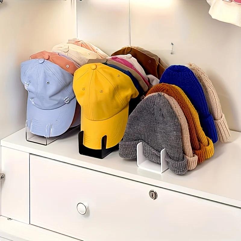 1pc Clear Acrylic Baseball Cap Storage Rack Home Desktop Organizer Heavy-Duty Hat Shelf Multi-Compartment Standalone Hat Display