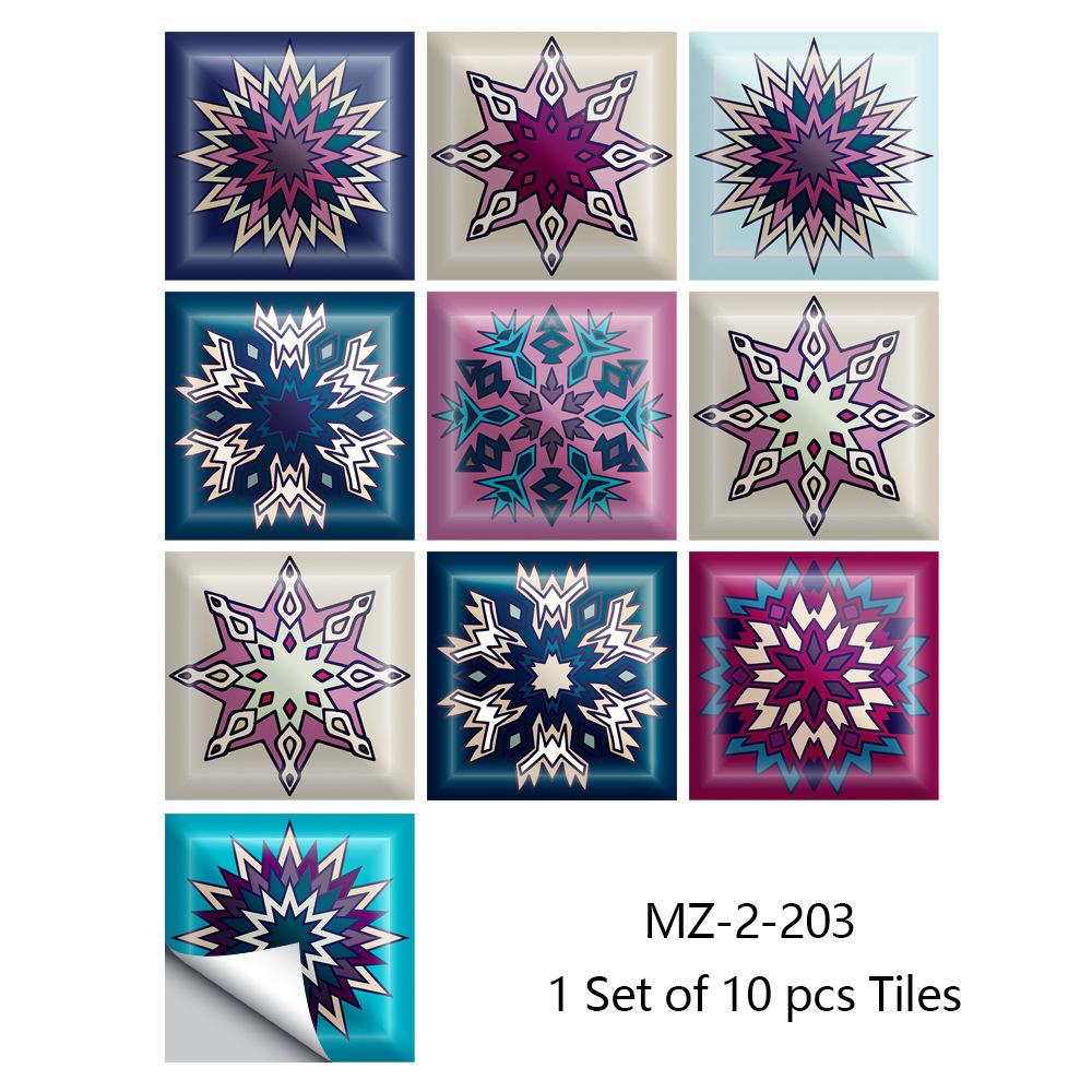 10pcs Mandala Crystal Hard Tiles Ceramic Wall Stickers Peel Stick Decals for Kitchen Wardrobe Home Decor Art Mural DIY