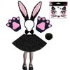 Women Girls Rabbit Ears Headband Collar Bowtie Cuff Bunnies Tail Easter Bunnies Costume Set for Halloween Cosplay Party