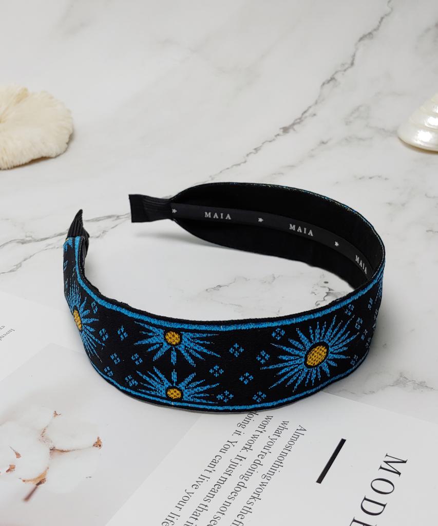 Maia Retro Pearl Headband - Blue