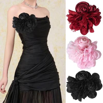 Handmade Corsage Flower Appliques Craft Dance Costume Decors Large 3D Flower Patches Clothing Corsage Sewing Ornament