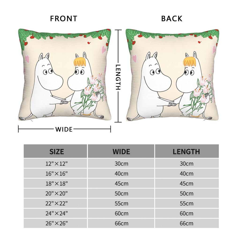 Cute M-Moomins Pillow Case Graphic Pillow Cover Retro Trendy Cushion Cover For Sofa Bedroom Home Decor
