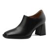 Women's Square Toe High Heels Autumn Retro Women Shoes Thick Heel Zipper Shoes Office Professional High Heels