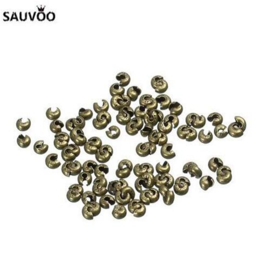 100Pcs Copper Open Covers Crimp End Beads Gold Color Stopper Spacer Beads For DIY Jewelry Making Findings Supplies Wholesale
