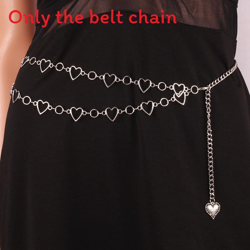 Love Heart Waist Chain For Women Alloy Double Layer Hollow Heart Dress Accessory